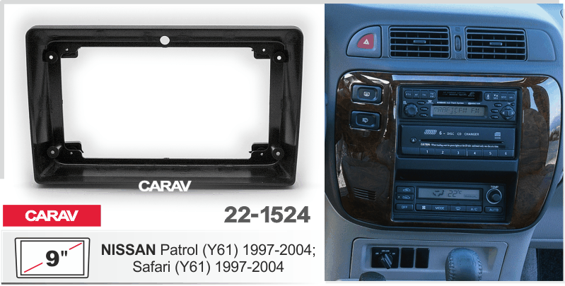 ПЕРЕХОДНАЯ РАМКА NISSAN Patrol 1997-2004 ; Safari 1997-2004 9" 22-1524 22-1524 ПЕРЕХОДНАЯ РАМКА NISSAN Patrol 1997-2004 ; Safari 1997-2004 9" 22-1524 22-1524