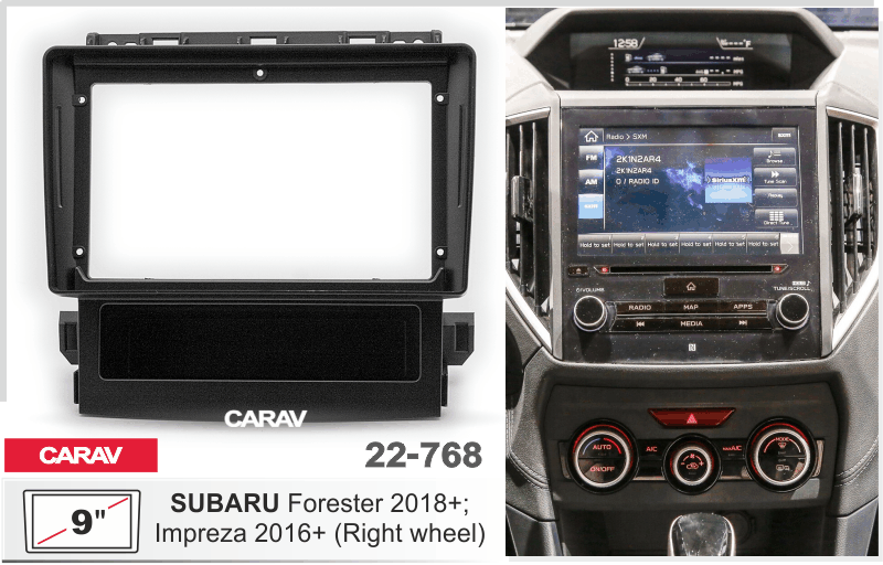 ПЕРЕХОДНАЯ РАМКА SUBARU Forester 2018+; Impreza 2016+; XV 2017+ (Правый руль) 9" 22-768 22-768