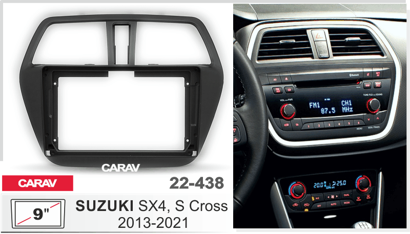 ПЕРЕХОДНАЯ РАМКА для SUZUKI SX4, S Cross 2013+ 9" 22-438 22-438