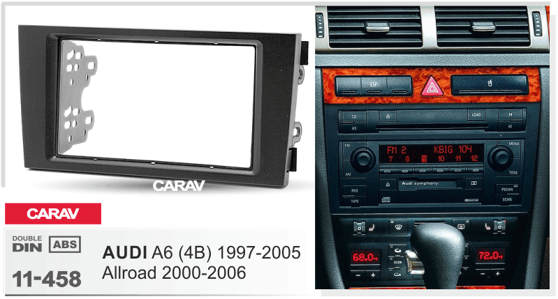 ПЕРЕХОДНАЯ РАМКА 2-DIN на AUDI A6 (4B) 1997-2005, Allroad 2000-06 CARAV 11-458 11-458