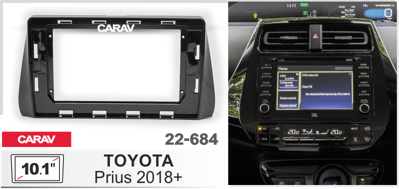 ПЕРЕХОДНАЯ РАМКА TOYOTA Prius 10" 2016+ 22-684 22-684