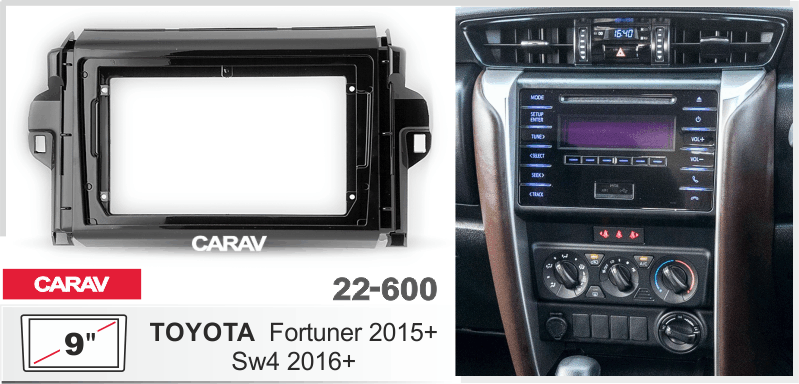ПЕРЕХОДНАЯ РАМКА TOYOTA FORTUNER 2015+, SW4 2016+ 9" 22-600 22-600 ПЕРЕХОДНАЯ РАМКА TOYOTA FORTUNER 2015+, SW4 2016+ 9" 22-600 22-600