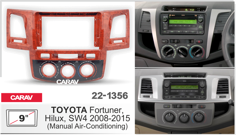 ПЕРЕХОДНАЯ РАМКА на Toyota Fortuner,Hilux 9 дюймов 22-1356 22-1356