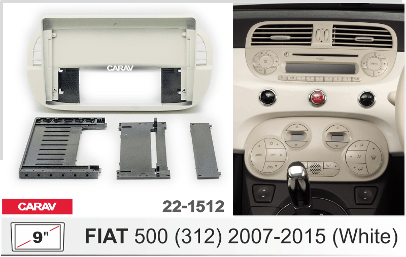 ПЕРЕХОДНАЯ РАМКА на FIAT 500 (312) 2007-2015 9" 22-1512 22-1512