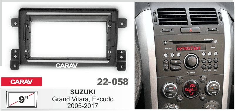 ПЕРЕХОДНАЯ РАМКА для SUZUKI GRAND VITARA 2005+ 9 дюймов 22-058 22-058