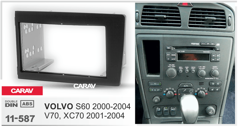ПЕРЕХОДНАЯ РАМКА 2-DIN на VOLVO S60 2000-04; V70, XC70 2001-04 CARAV 11-587 11-587