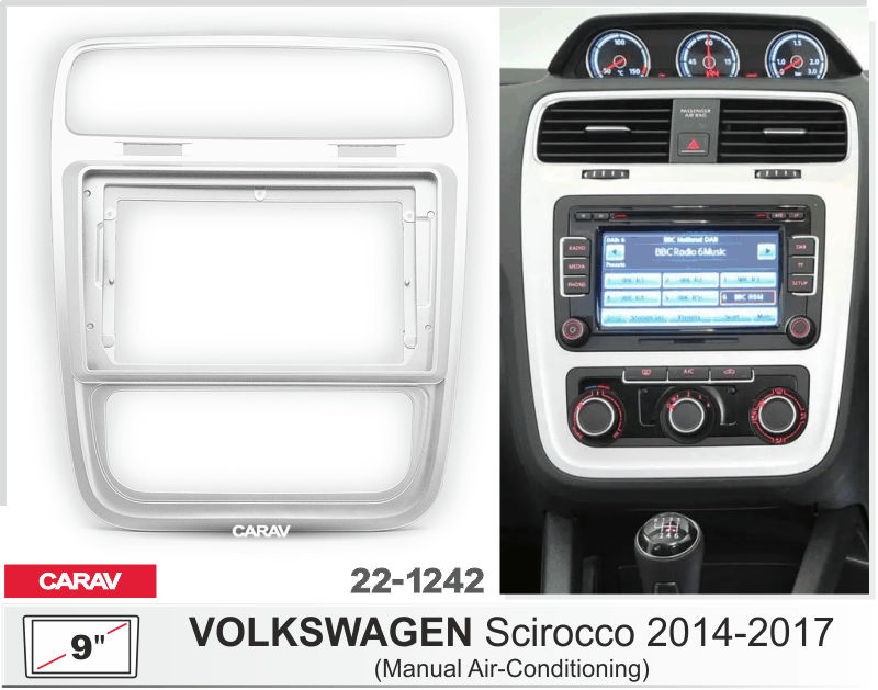 ПЕРЕХОДНАЯ РАМКА на VOLKSWAGEN SCIROCCO 2014-17г 9" 22-1242 22-1242 ПЕРЕХОДНАЯ РАМКА на VOLKSWAGEN SCIROCCO 2014-17г 9" 22-1242 22-1242