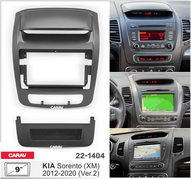 ПЕРЕХОДНАЯ РАМКА KIA SORENTO (XM) 2012-2020 (без навигации) 9" 22-1404 22-1404