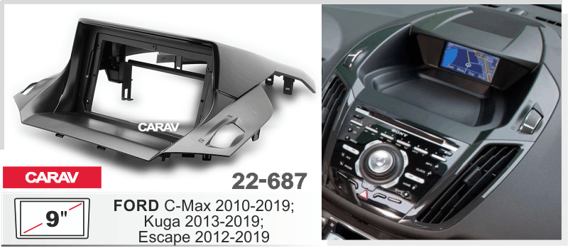 ПЕРЕХОДНАЯ РАМКА FORD C-Max 2010+,Kuga 2013+,Escape 2012+ 9" 22-687 22-687