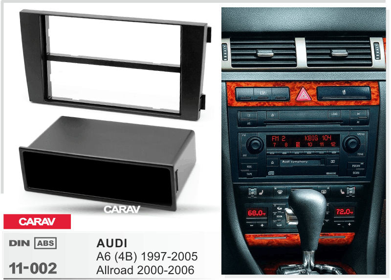 Переходная рамка 1-DIN на AUDI A6 (4B) 1997-2005, Allroad 2000-06 (w/pocket)	CARAV 11-002 11-002