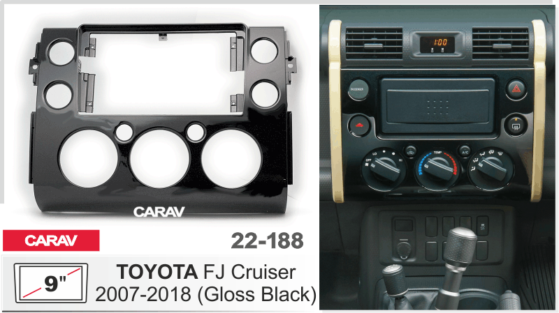 ПЕРЕХОДНАЯ РАМКА TOYOTA FJ Cruiser 2007+ (Черная) 9 дюймов 22-188 22-188