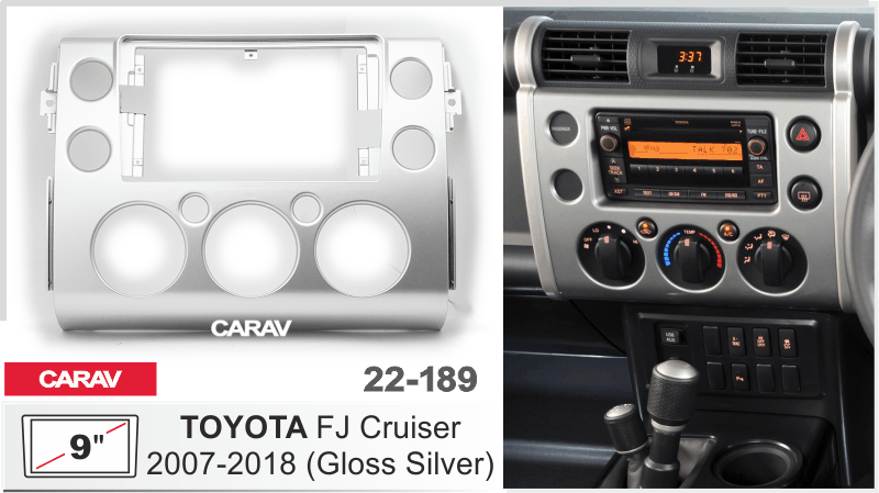 ПЕРЕХОДНАЯ РАМКА TOYOTA FJ Cruiser 2007+ (Серебро) 9 дюймов 22-189 22-189